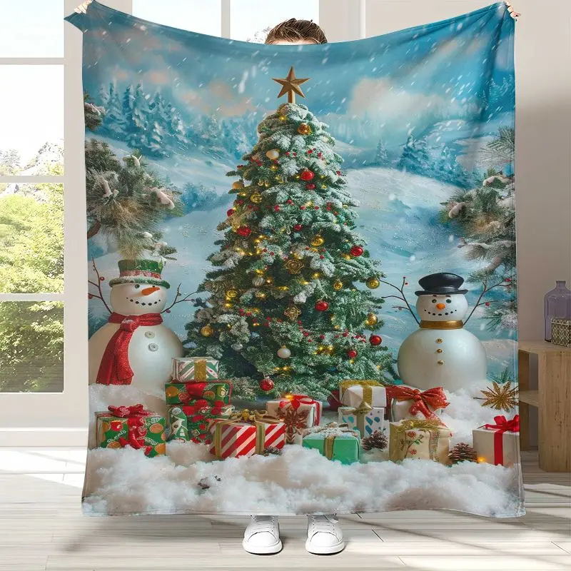 New Year Merry Christmas Tree Santa Claus Fairy Tale Kids Gift Soft Flannel Throw Blanket,Cozy Blanket for Bed,Sofa,Living Room
