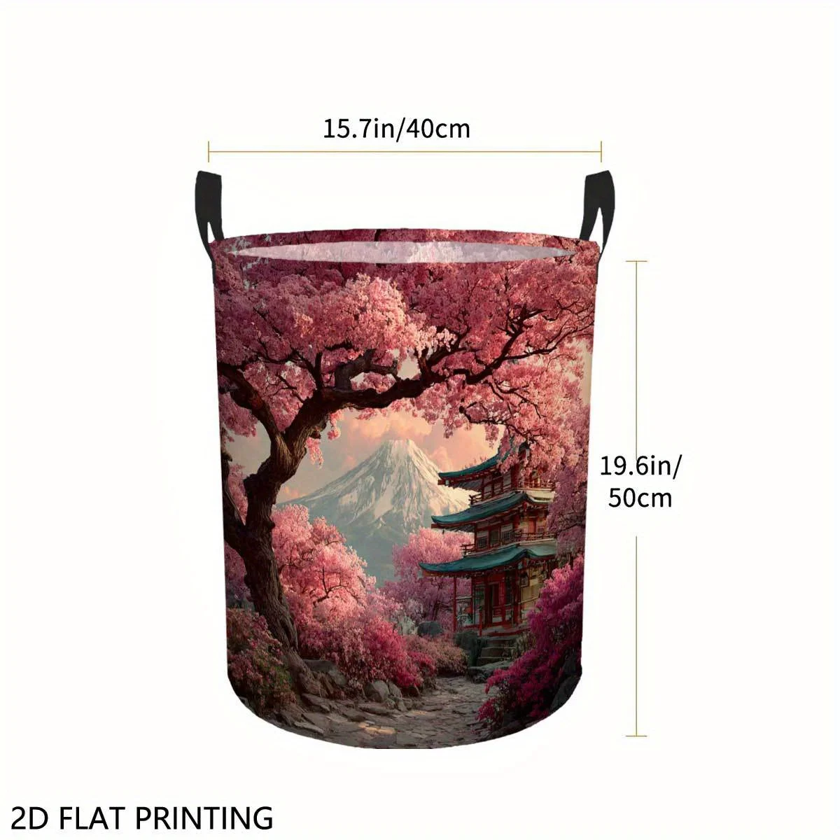Japanese Cherry Blossom Laundry Basket Floral Hamper Foldable Clothes Basket Space-Saving Storage Organizer for Home Travel