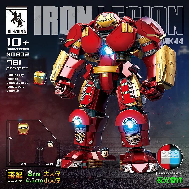 2024 Klassieke Marvel Iron Man Bouwstenen Speelgoed Mark 44 Hulk Buster Mechs Superheld Avengers Actie Figuren Model Jongens Geschenken