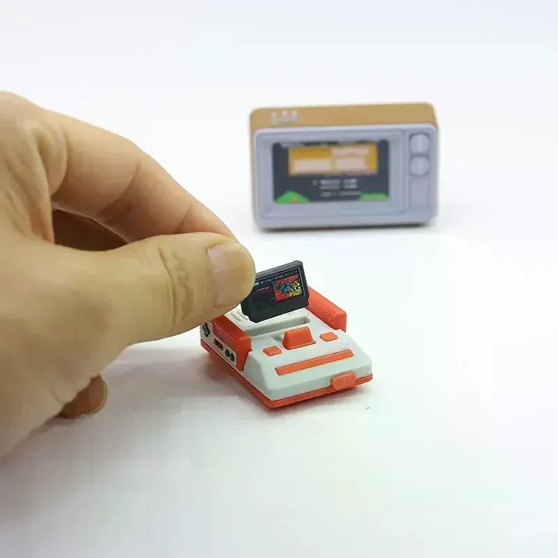 Simulación de casa de muñecas en miniatura, consola de juegos de TV nostálgica, modelo de decoración de escena de sala de estar, accesorios de muñeca, Juguetes, 1/12