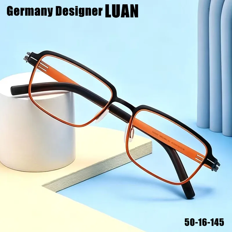 

Germany Brand Designer Eyeglasses Luan Men's Screwless Classic Square Thin Rim Eyewear Women Fashion Colorful Glasses Frames New