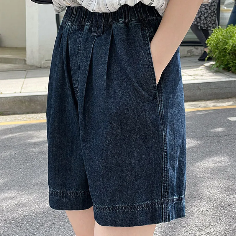 

Summer women's casual solid color high waisted loose shorts