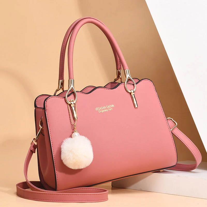 New Fashion Middle Aged Mom Shoulder Crossbody Bag Large Capacity Women's Handbag with Pendant