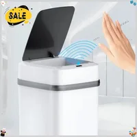 Bote de basura con Sensor inteligente para el hogar, cocina y baño, de 13 L, de gran capacidad, para sala de estar, con tapa y Control de olores