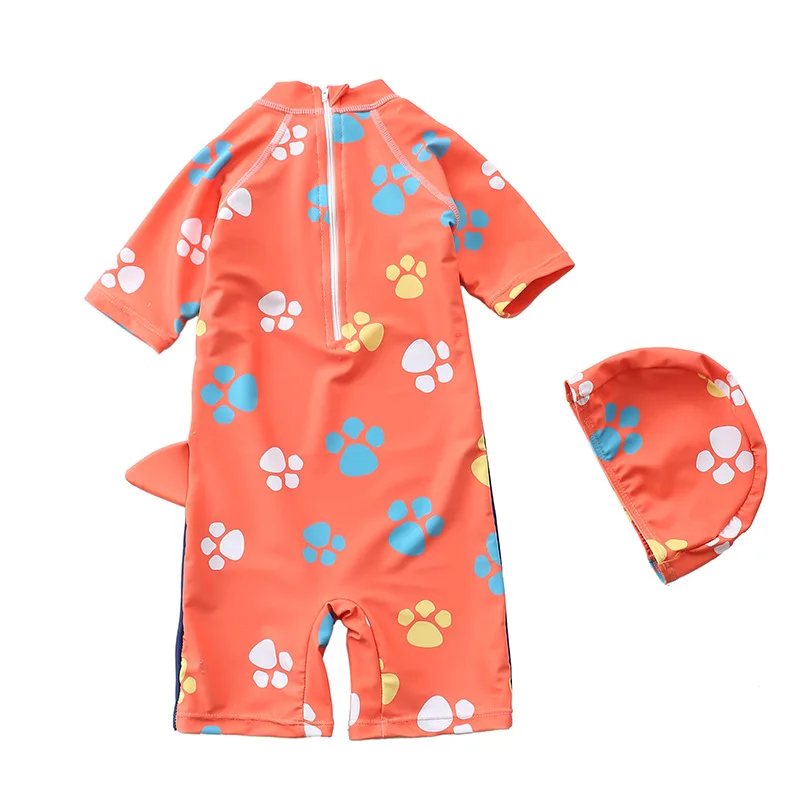 HappyFlute Summer Boys' One Piece Short Sleeve Animals Print Swimsuit Lvely Baby Waterproof Swimwear