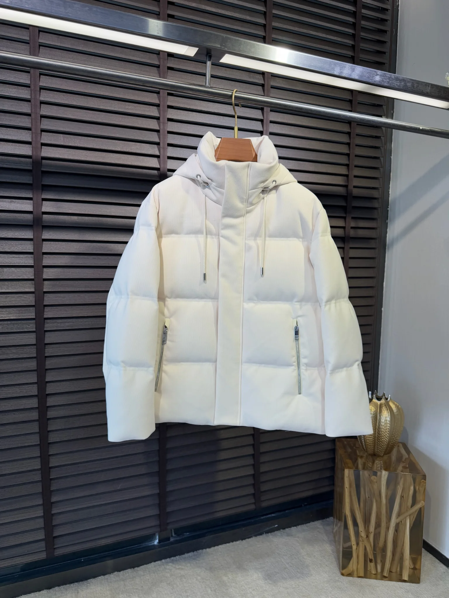 

Italian Sle Men's down Jaet Hooded Windproof Warmth Du down 90 White Duling Fce Full Zipper Loose Fit Regular Length