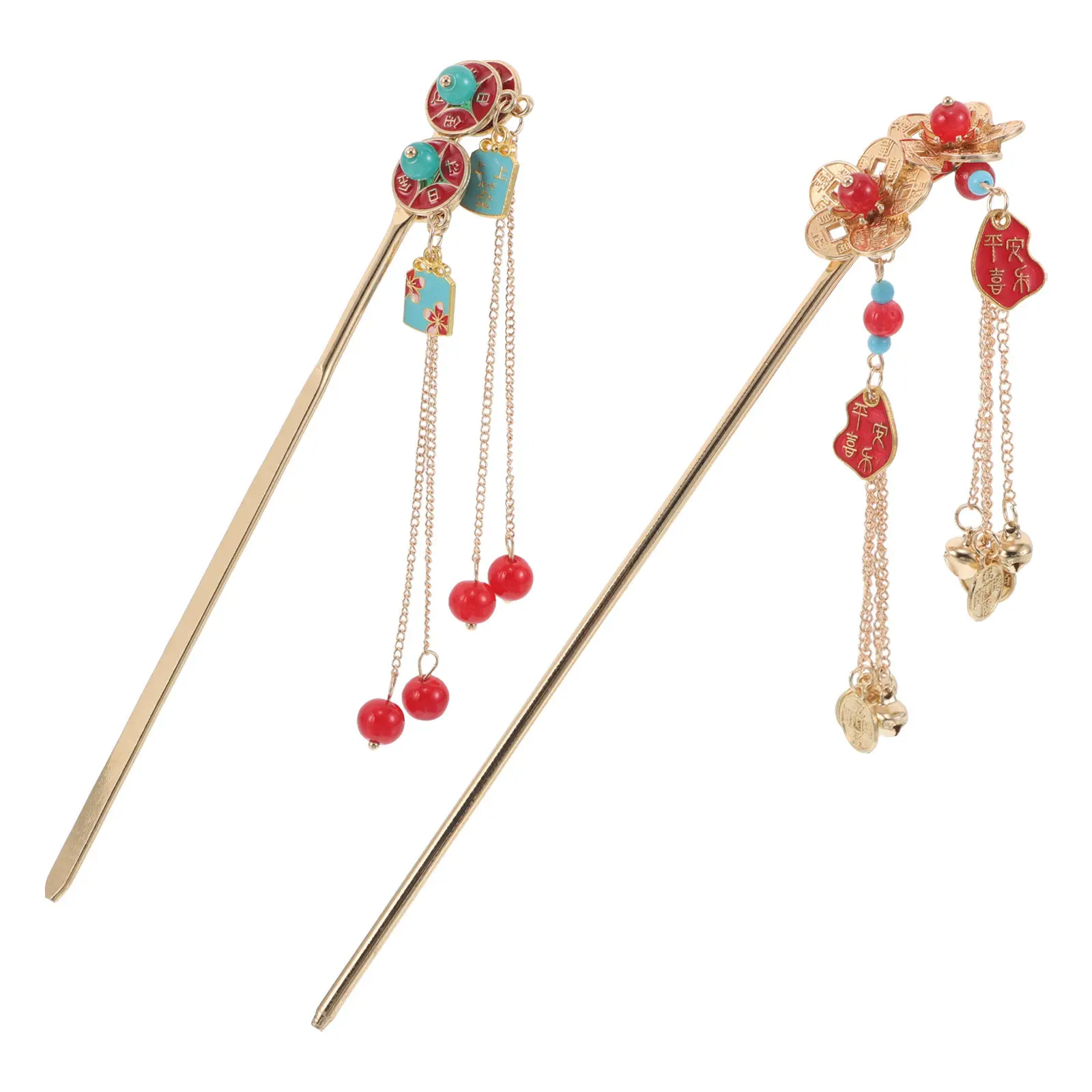 2Pcs Chinese Style Hair Clips Unique coin Flower Motif Lightweight Metal Hairpins for Women Hanfu Outfits Daily Fashion
