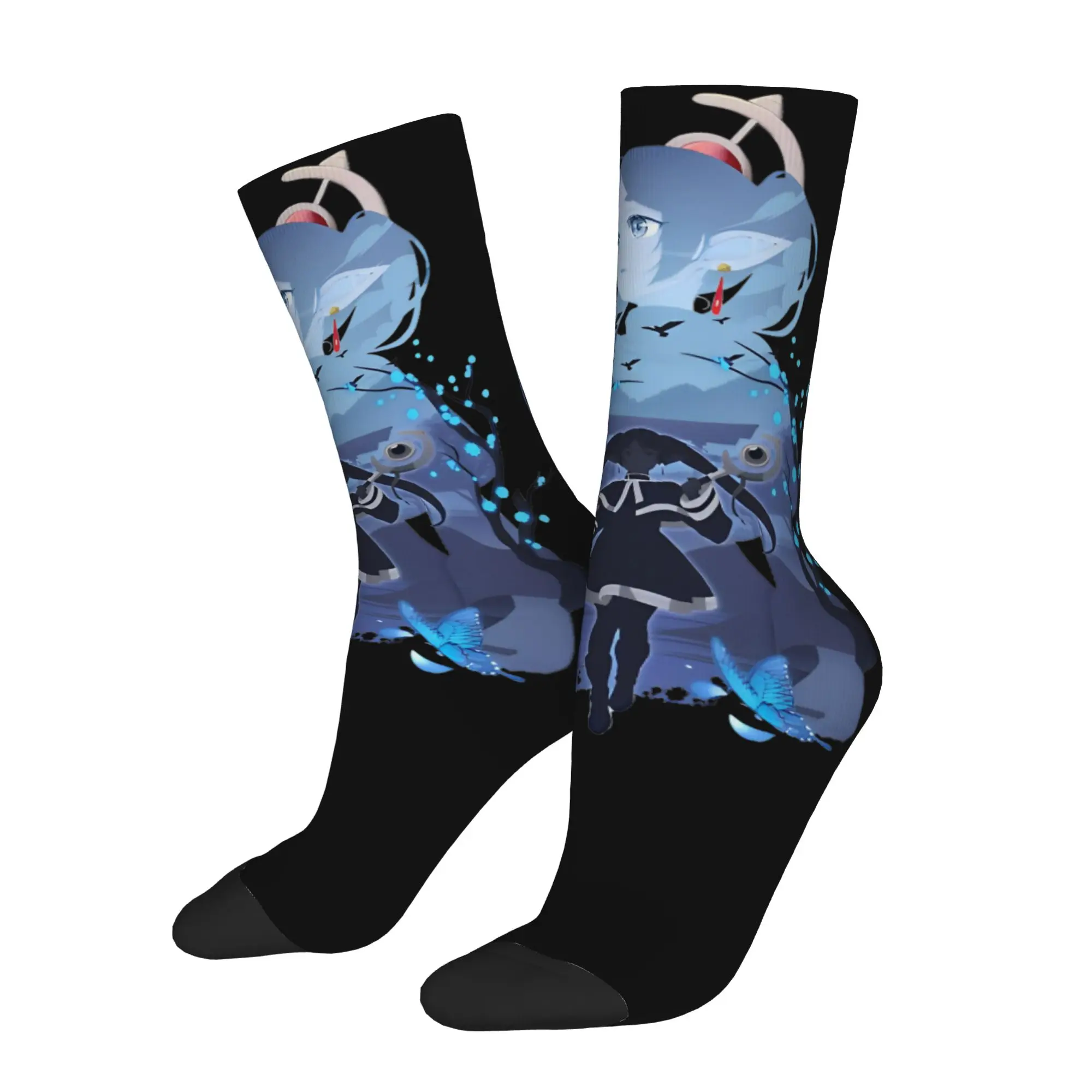 Happy Funny Men's Socks Casual Frieren Silhouette Journeys End Sock High Quality Women's Sock Spring Summer Autumn Winter