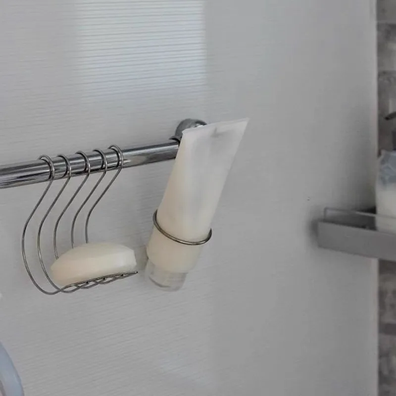 

Stainless Steel S Shape Soap Drain Rack Bathroom Hanging Storage Holder Non Perforated Kitchen Sponge Storage Hooks