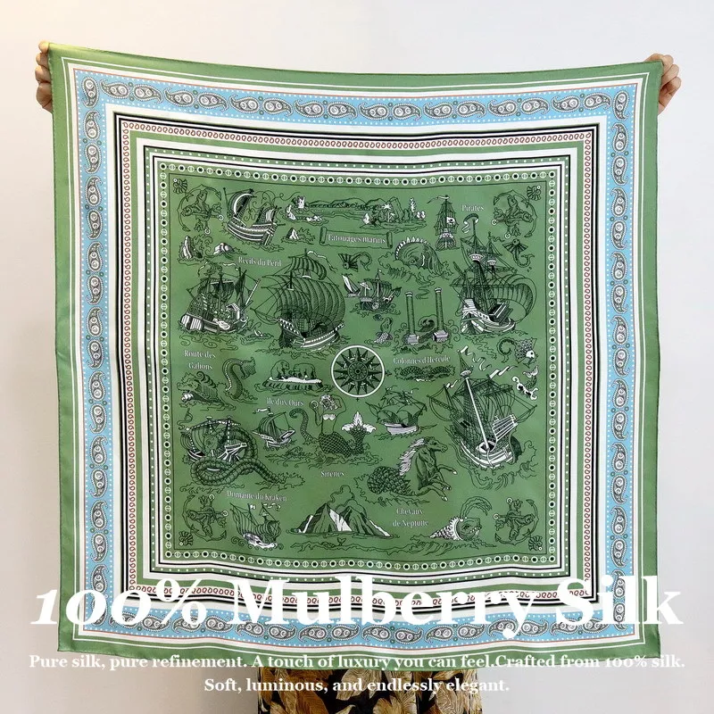 

Новый роскошный шарф ручной работы из 100% натурального шелка, 90 см, квадратный, для женщин, дизайнерский принт, фулярд, хиджаб, пашмина