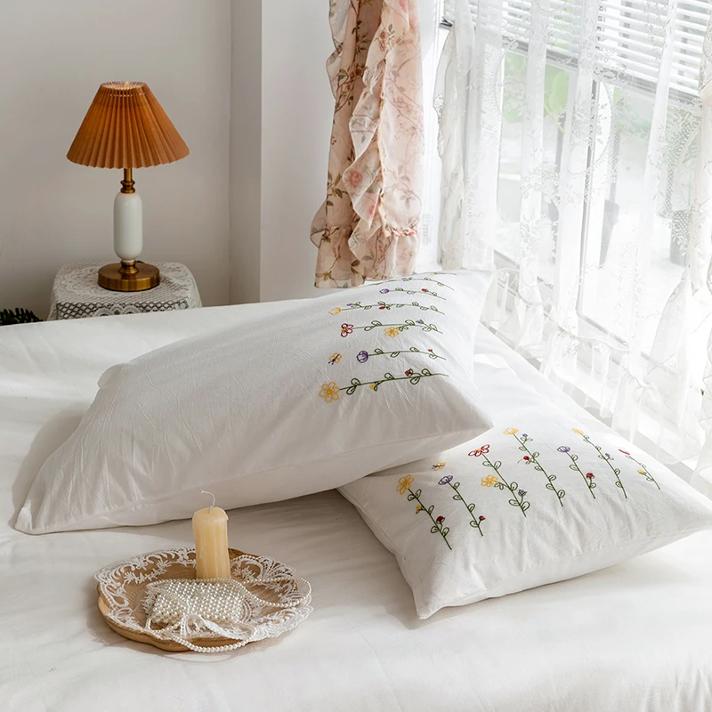 3pcs  Embroidery Duvet Cover Set (1*Duvet Cover + 2*Pillowcase, Without Core), Fresh Flower Print Bedding Set, Soft Comfortable