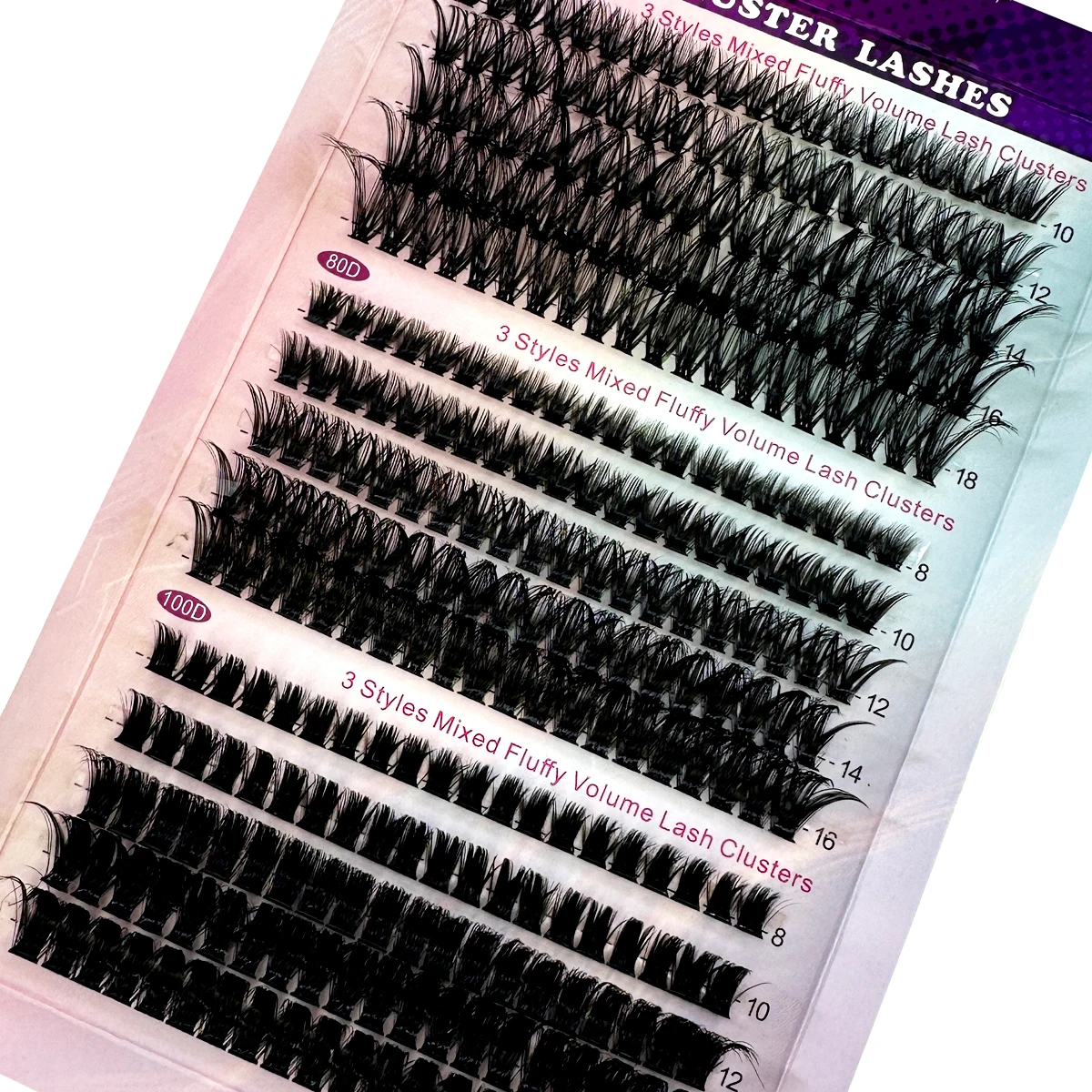 DIY Lash Extension Kit 5D Fluffy Lash Clusters Mix 60+80+100D Thick Lash Clusters Kit D Curl 10-18mm Cluster Eyelash Extension