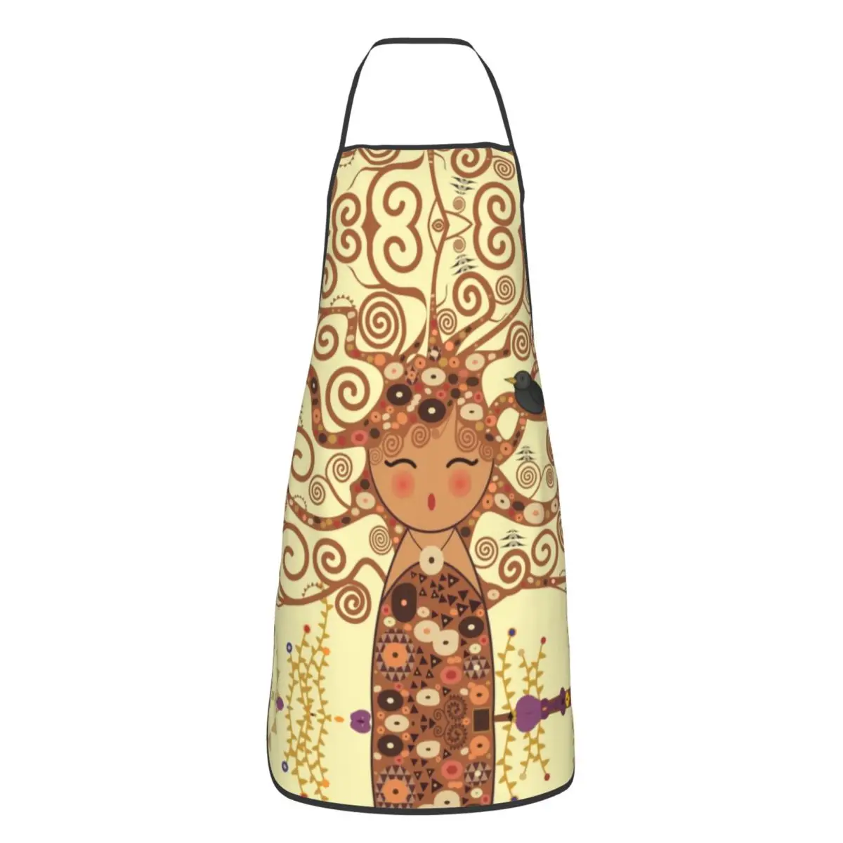 

На заказ забавные фартуки с нагрудником «Древо жизни» для женщин и мужчин, унисекс, кухонные фартуки для шеф-повара, фризе, Густава Климта, кухня для приготовления пищи, выпечки, живописи