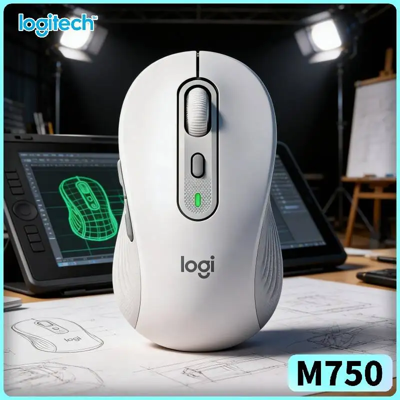 M750 Silent Mouse - Ergonomic Grip, 4000 DPI Precision, 3-Device Switch, 20-Month Battery, Home Office Helper