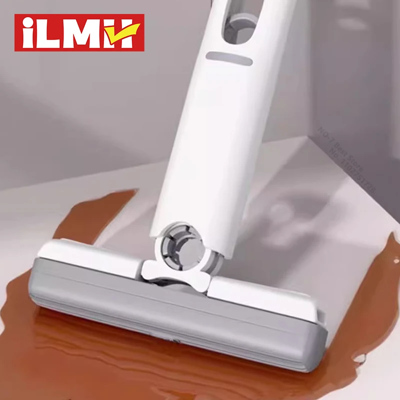 Mini Mop iLMH Samozaciskowy, Składany Mop do Czyszczenia Domu, Bezdotykowy, Mocno Chłonący, Do Łazienki, Kuchni, Biurka