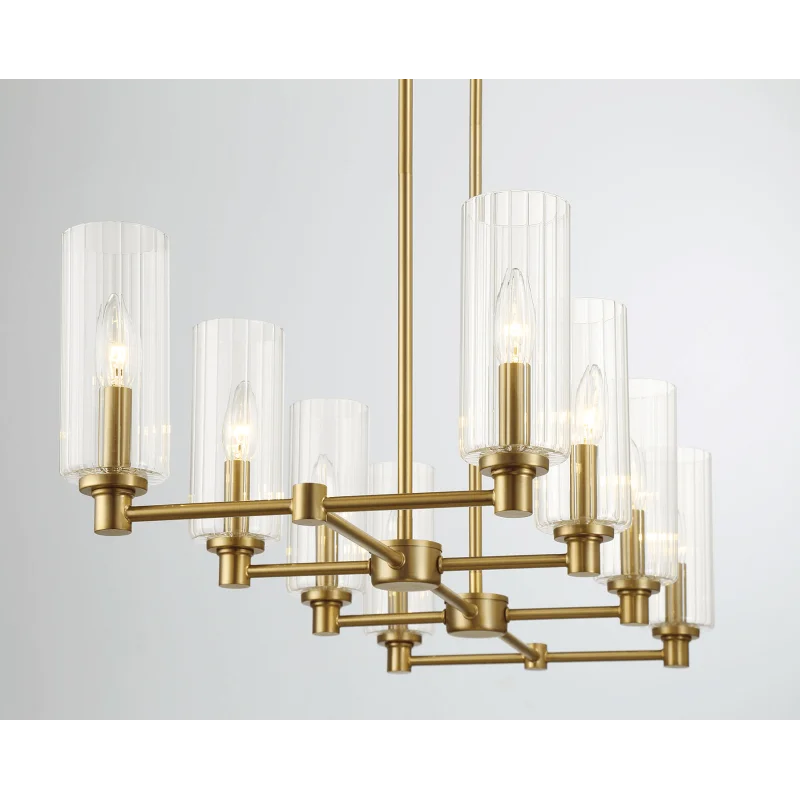 Messing klar klar gerippt Glas Home Island Insel klar Lichter Lichter Insel Satin Weide acht Lichter Insel mit klar gerippt