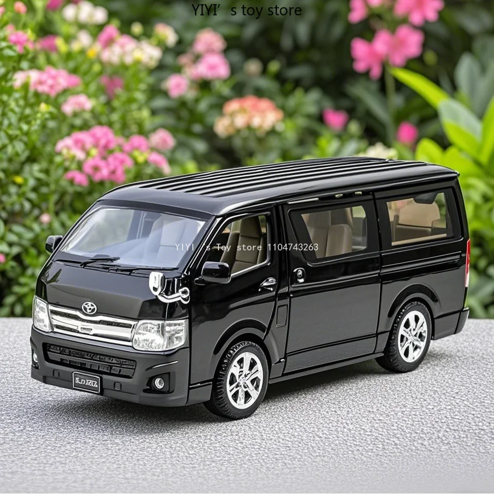 

1:32 Scale HIACE Toy Car Models Alloy Diecast MPV Doors Opened Pull Back Sound Light Business Travel Vehicle Presents for Boys