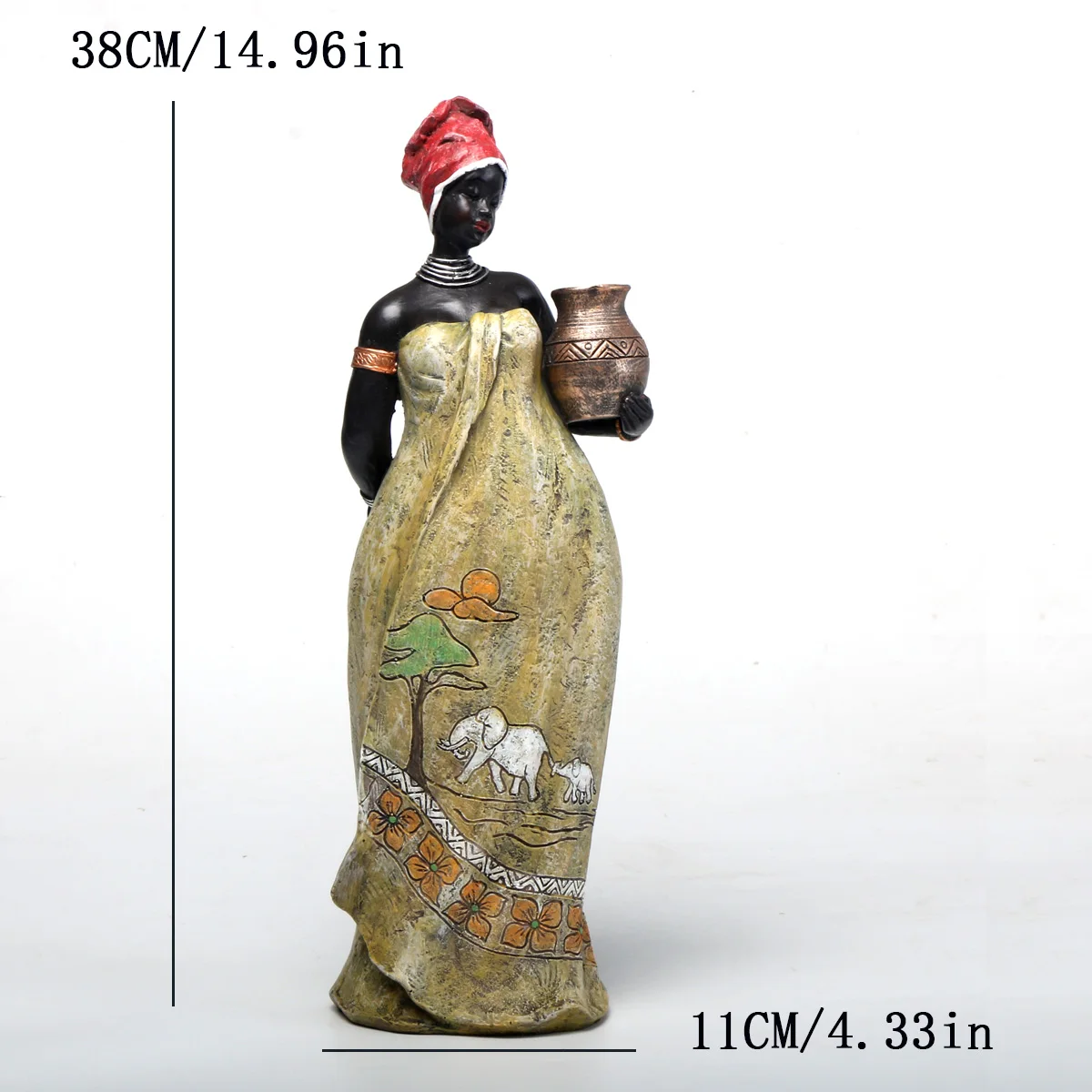 1 Stück Vintage afrikanische Stammesfrau-Figur – exotische künstlerische Kunstharz-Bastelstatue für Heimdekoration – einzigartiges Künstlergeschenk – Detail 6