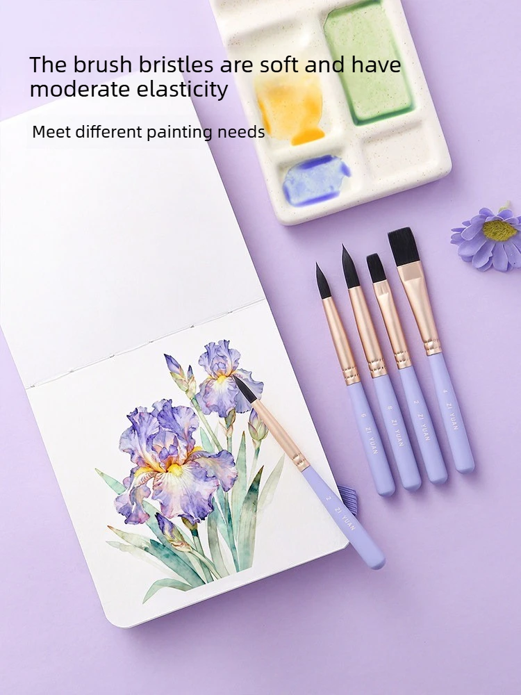 

6 PCS Mini Short Handle Watercolor Brushes Nylon Paint Brushes Art School Supplies Stationery for Acrylic Coloring Oil Painting