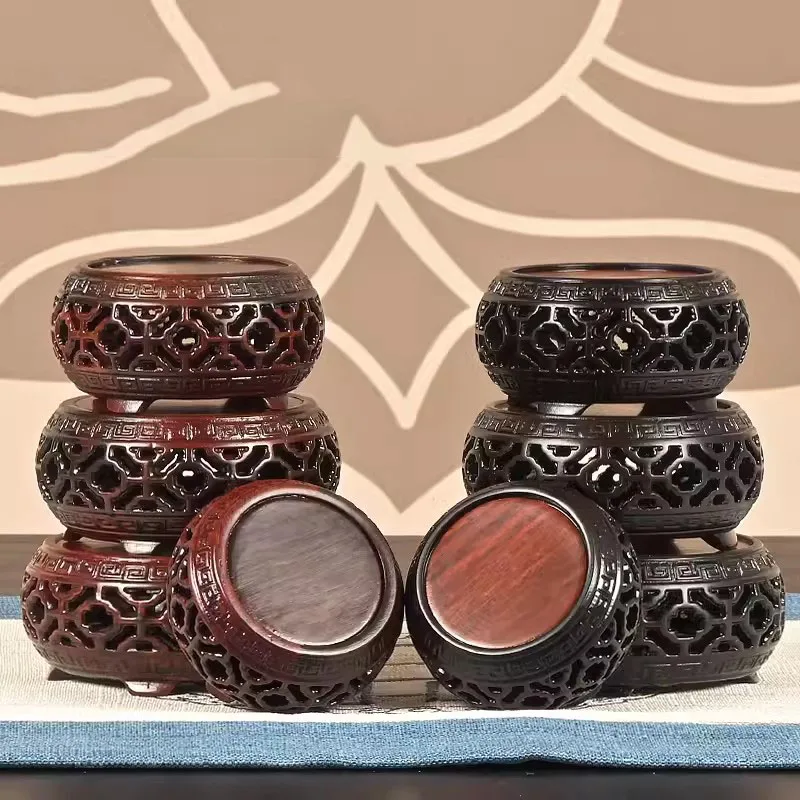 Red Acid Branch Circular Base Purple Clay Pot Lid With Jade Miniature Bonsai Decoration Base Incense Burner Bottom Bracket
