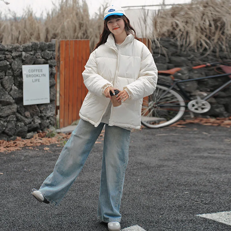 

Same Gender Couple Down Cotton Jacket for Winter 2025 Korean Version Loose Solid Color