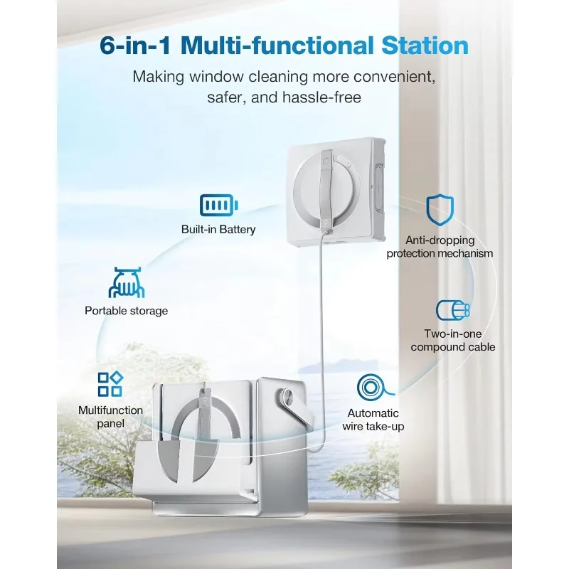 Winbot W2 Omni Electric Window Vacuum Cleaner Portable Robot Intelligent SLAM Clean Powerful Suction 12-Stage Anti-Fall