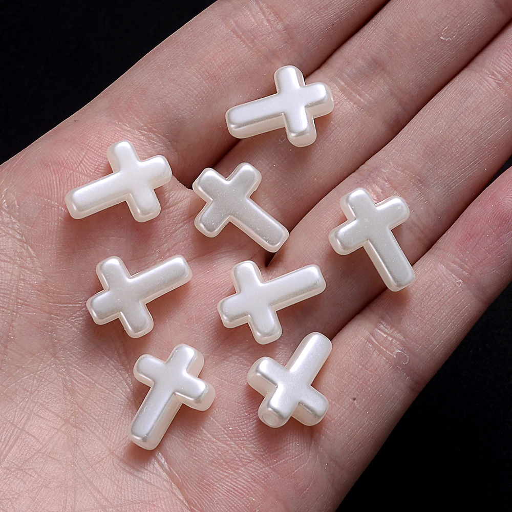 iYOE White Heart Shell Cross Spacer Beads Imitation Pearl ABS Beads For DIY Craft Jewelry Making Bracelet Necklace Accessories