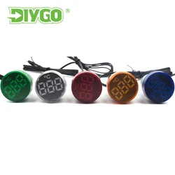 22mm okrągły matowy Mini wyświetlacz LED cyfrowy miernik temperatury-20-199 termometr z czujnikiem rejestrator lndicator AC 20V-500V