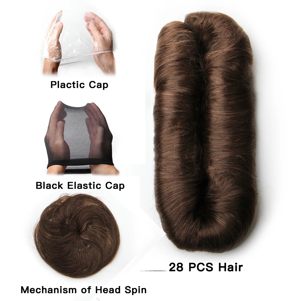 28 Pieces Natural Wave Human Hair Bundles 3/4/5 Inch Short Indian Hair Weave Bundles With Top Closure Human Hair Extensions