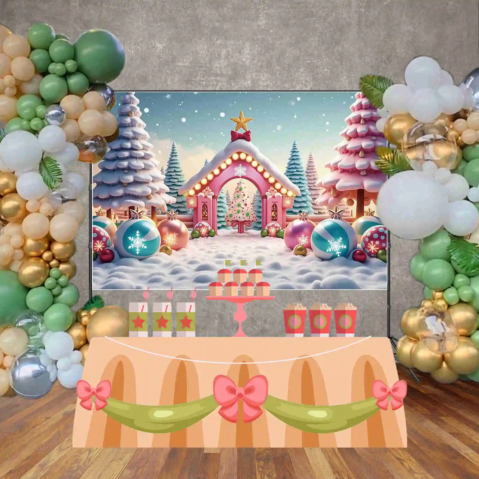 MOON.QG Christmas Scenery Photography Background Xmas Tree Window New Year Photozone Backdrop Children Studio Photocall Supplies