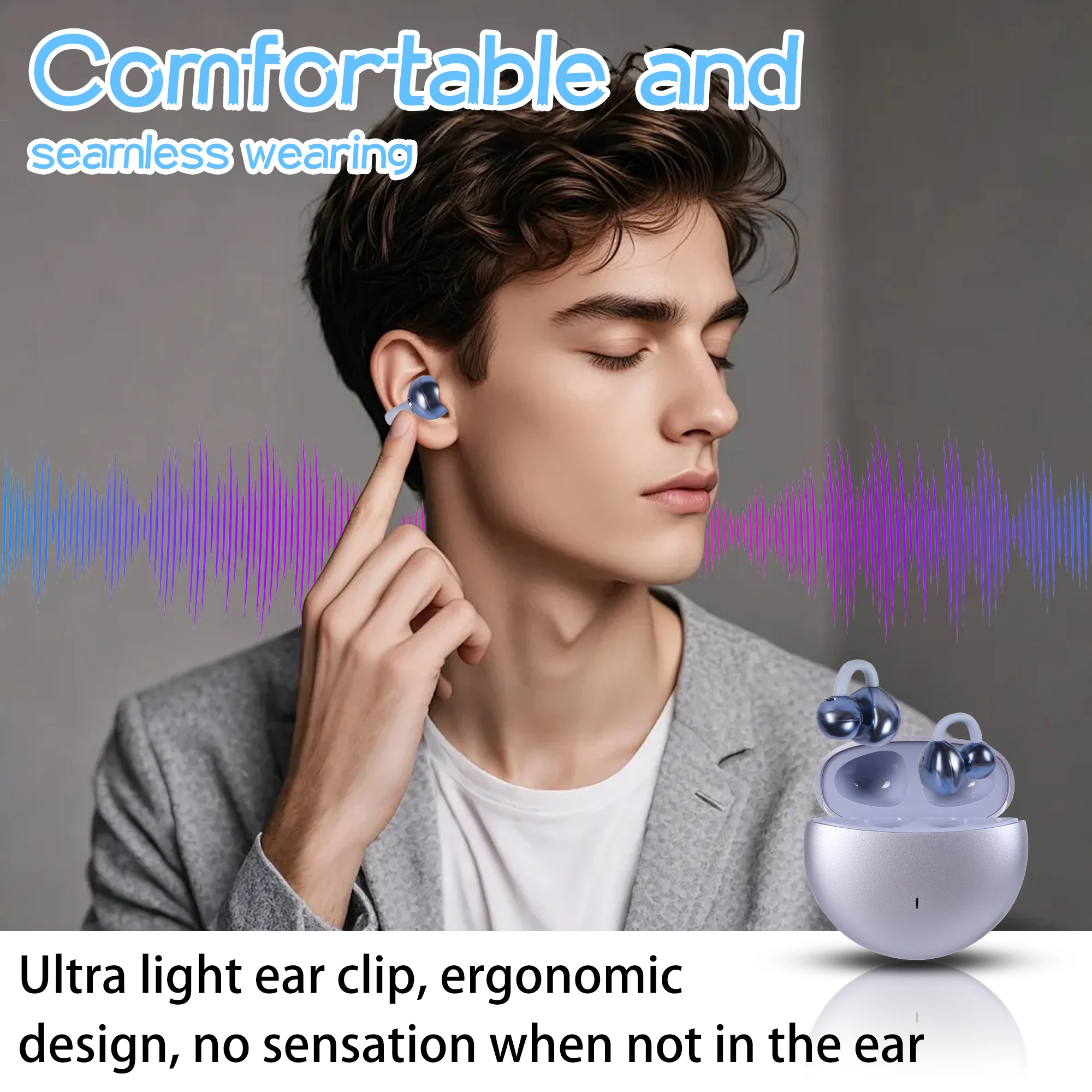 

Ear Clip Bluetooth Earphone Touch Control Sport Headset Flower Ear Clip Decoration DIY Detachable Fashion Trend Earphone Set