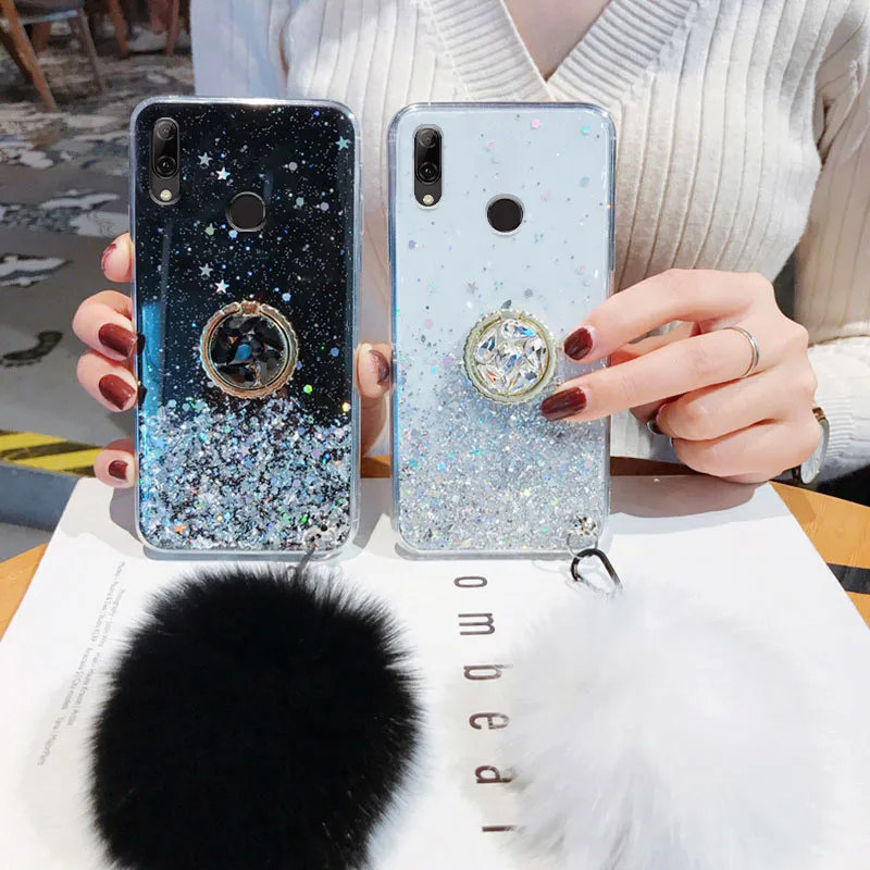 Luxury Plush Glitter Phone Case For Huawei Honor X9 X8 50 20 10i 30S 30i 20S Lite Y9S Y9A Nova8i Holder Cover For Honor 9X cases