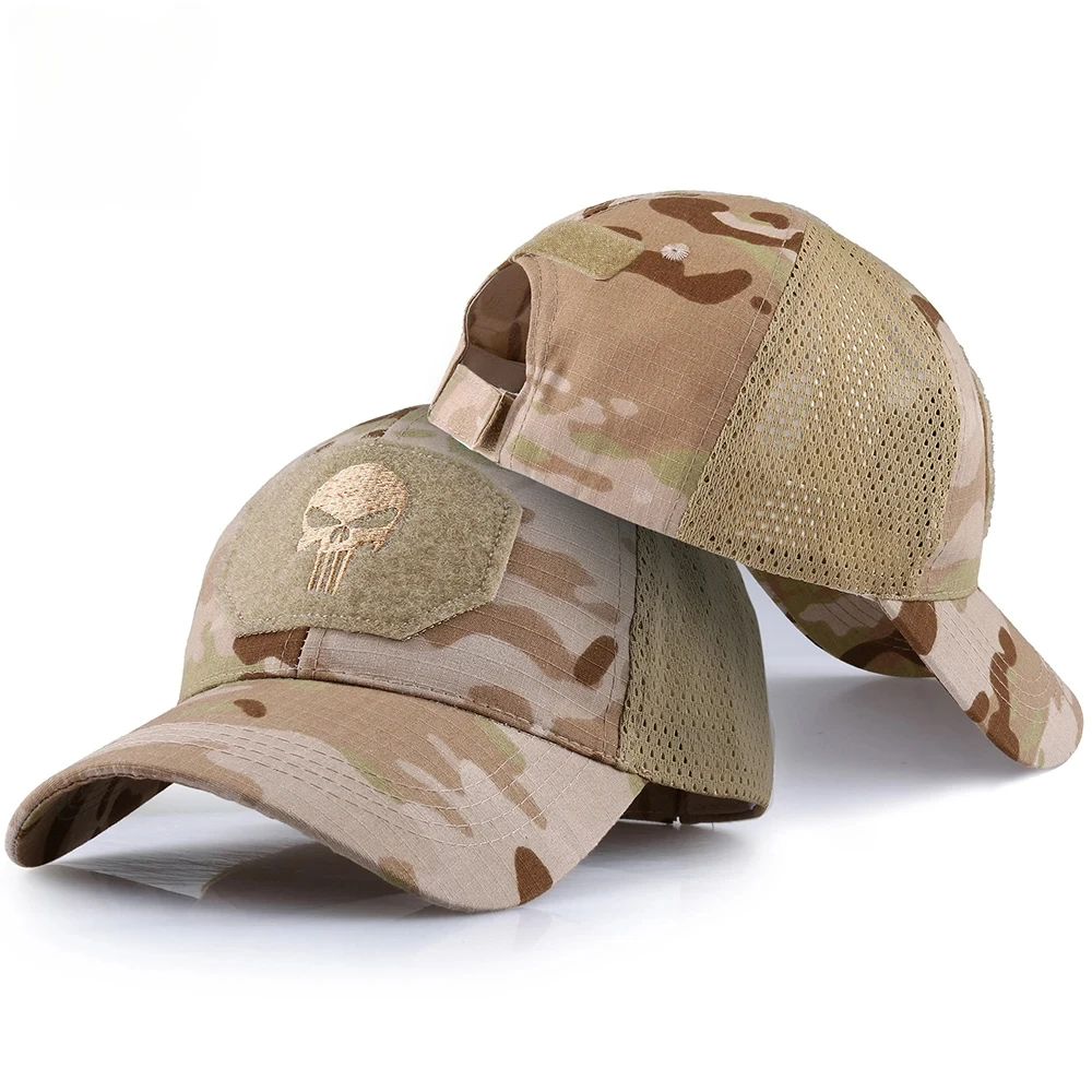 Tactical Skull Baseball Caps Camouflage Breathable Trucker Hat Combat Paintball Adjustable Cap Summer Sun Hats Snapback Men