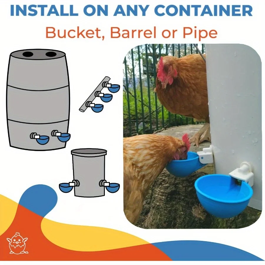 Automatic Chicken Drinker Bowl Duck Drinking Cup Chicken Feeder Plastic Poultry Bowls and Drinkers Cups Water System Supplies