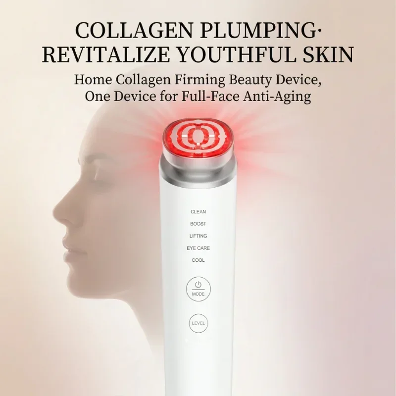 Home Use Collagen Tightening Beauty Instrument, 5 Modes EMS Red Light Anti-Aging Eye Care, Portable & Sensitive Skin Friendly