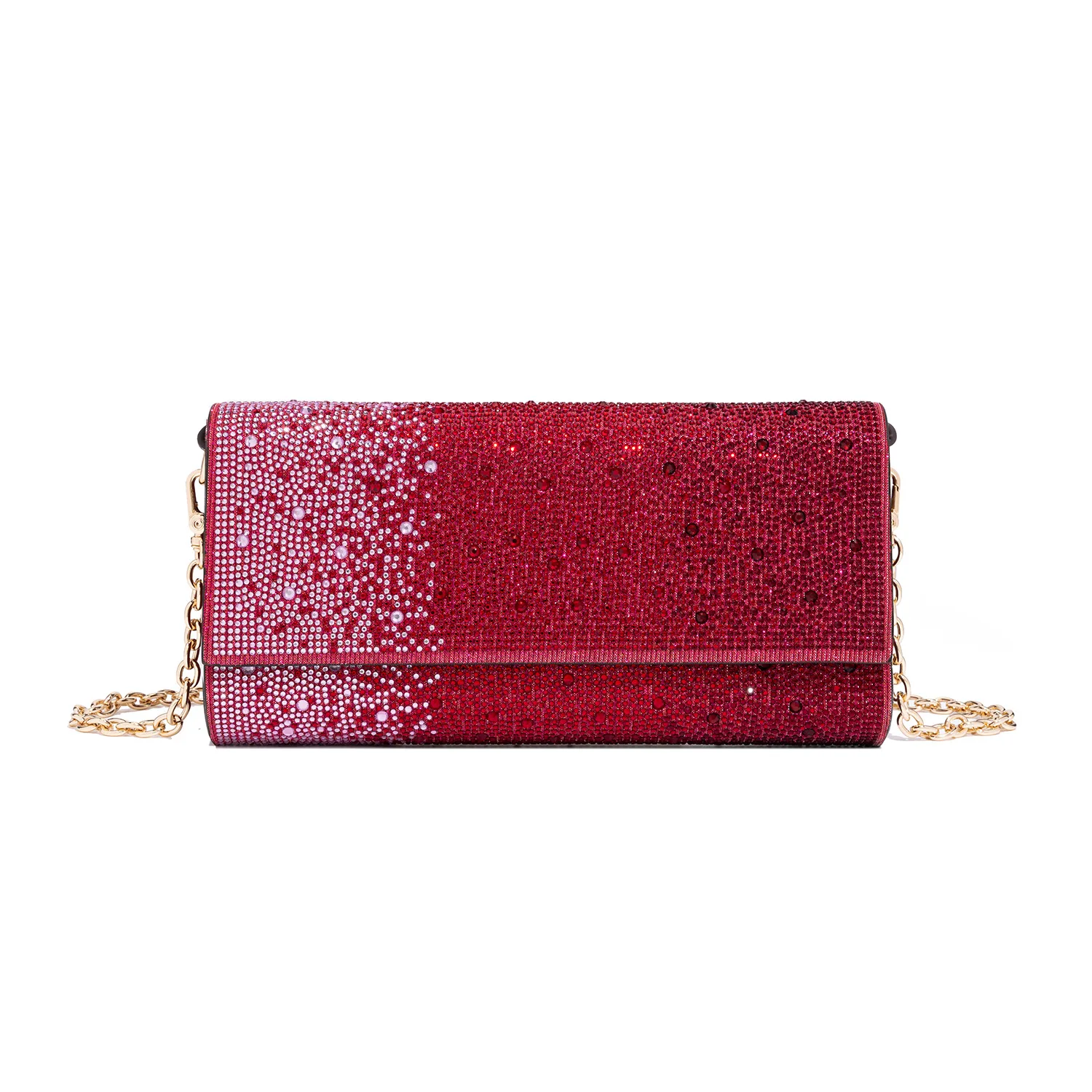 Shining Contrasting Color Diamond Studded Evening Bag Luxury Compact Chain Shoulder Bag Wedding Prom Purse Flip Bag