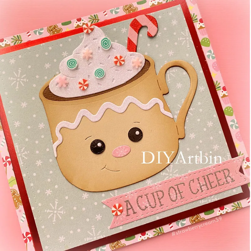 Christmas Gingerbread Teacup Mug Metal Cutting Dies DIY Snowman Scrapbooking Album Decorative Embossing Paper Santa Crafts Die