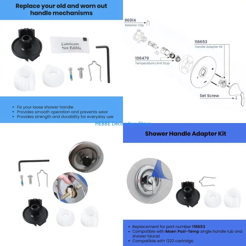 

B0KC Essential Maintenance Kits Versatile Shower Adapter set Simple Installs for 116653 for Faucets Bathtubs & Shower Valves