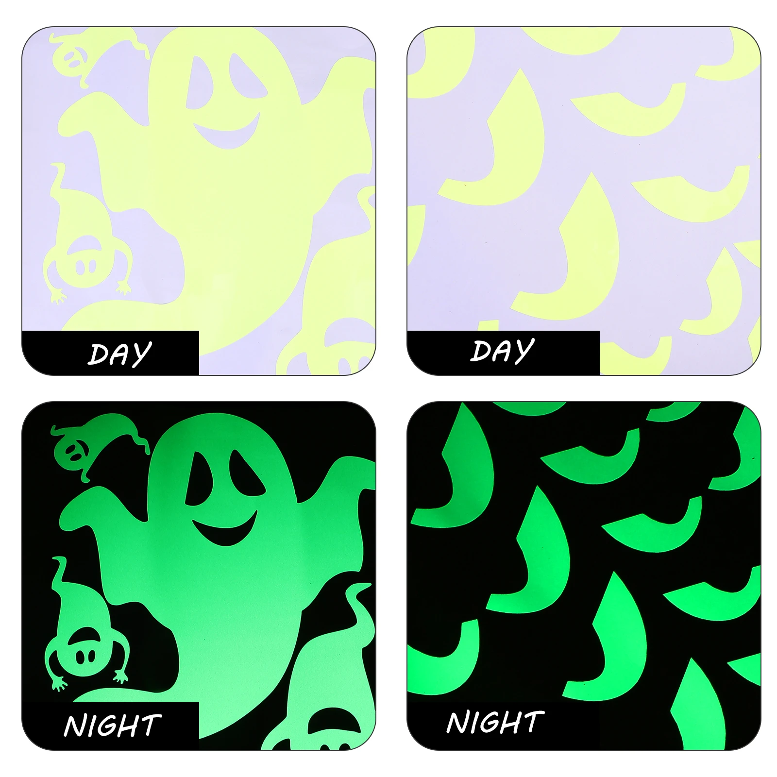 

2pcs 2 Sheets Halloween Luminous Night Glow Wall Door Fluorescent Decorations For Party Window Tiles Glow In Dark