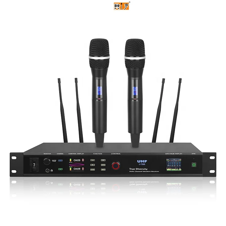 

U-T998 Handheld Wireless Microphone with Dual Screen Display 200 Frequency Long Distance True Diversity