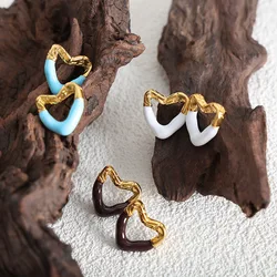 Korean Fashion Peach Heart Dripping Oil Earrings Women's New Small And Exquisite Earrings Jewelry Wholesale