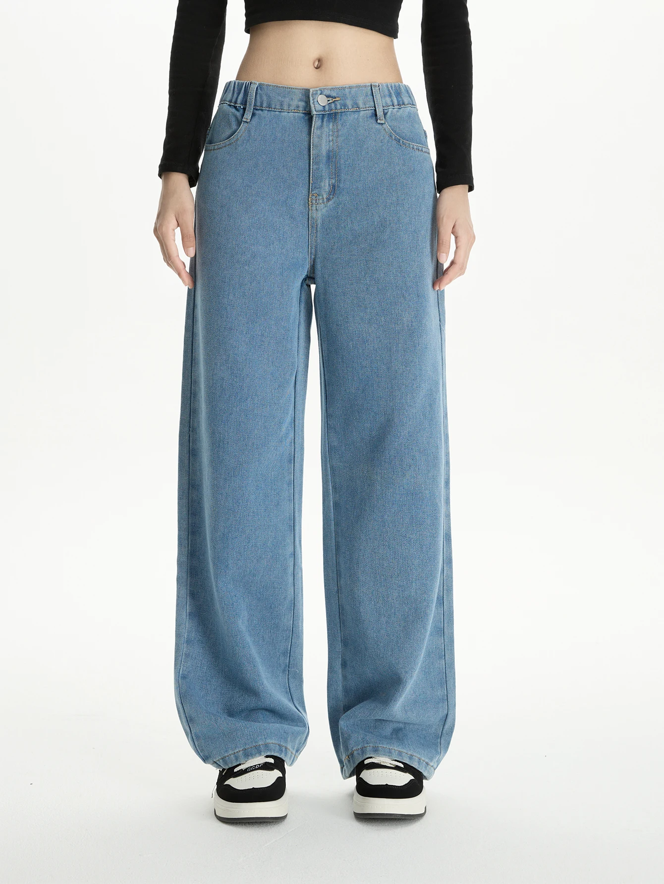 

Teenage Girls Straight Leg Jeans Loose Wide Leg Long Casual Denim Pants Simple College Style Clothing for Preteens And Teens