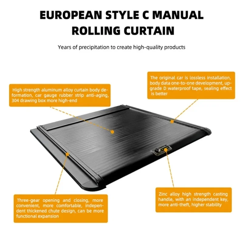 Hot Selling Aluminum Retractable Waterproof Lock‑Design Pickup Bed Cover Exterior Modification Accessories