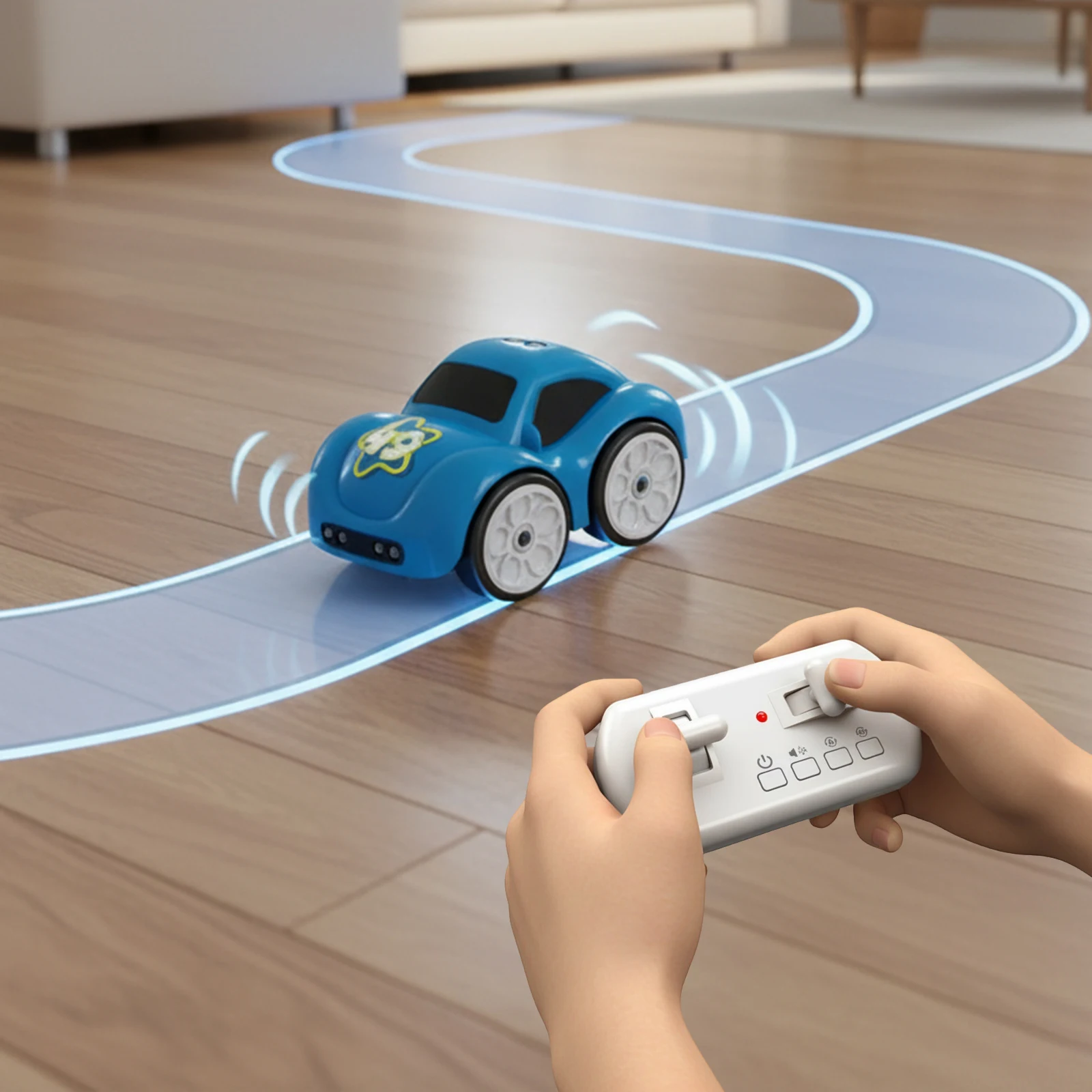 

Радиоуправляемая машинка 2,4 ГГц с музыкой и звуком для мальчиков, девочек и малышей (синяя)