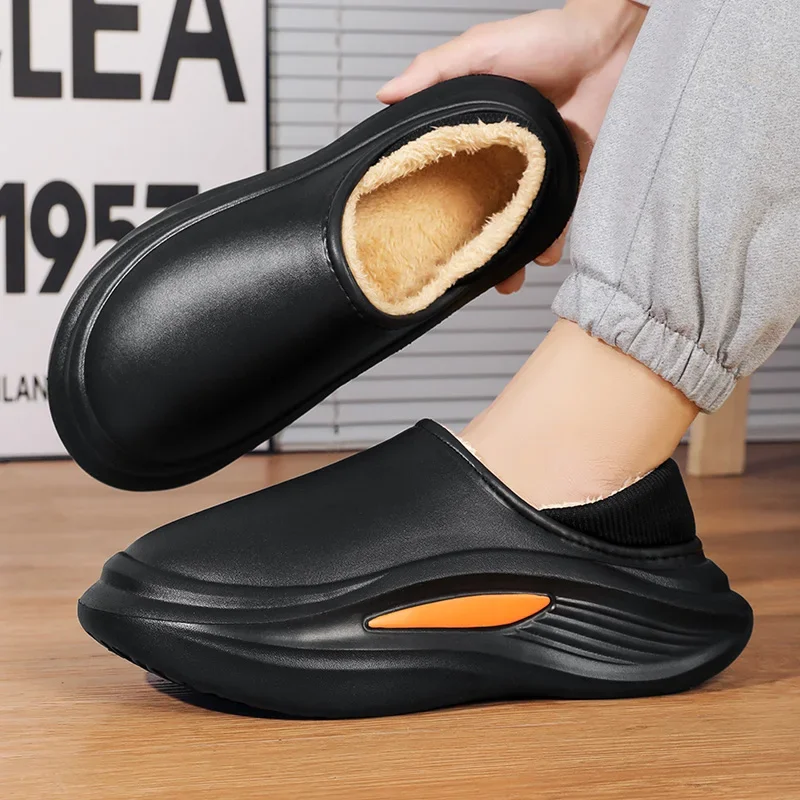 2023 Winter New Cotton Slippers Plus Velvet Warm Casual Fashion Outdoor Indoor Lightweight Anti-Slip Cotton Slippers for Men