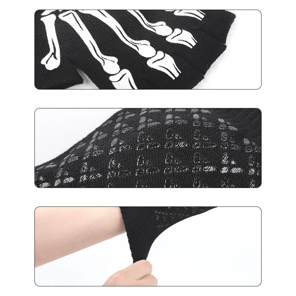 

Dress Up Black Punk Skeleton Gloves Stretch Ghost Claw Skull Half Finger Gloves Thicken Knitted Cosplay Gloves Moto Riding