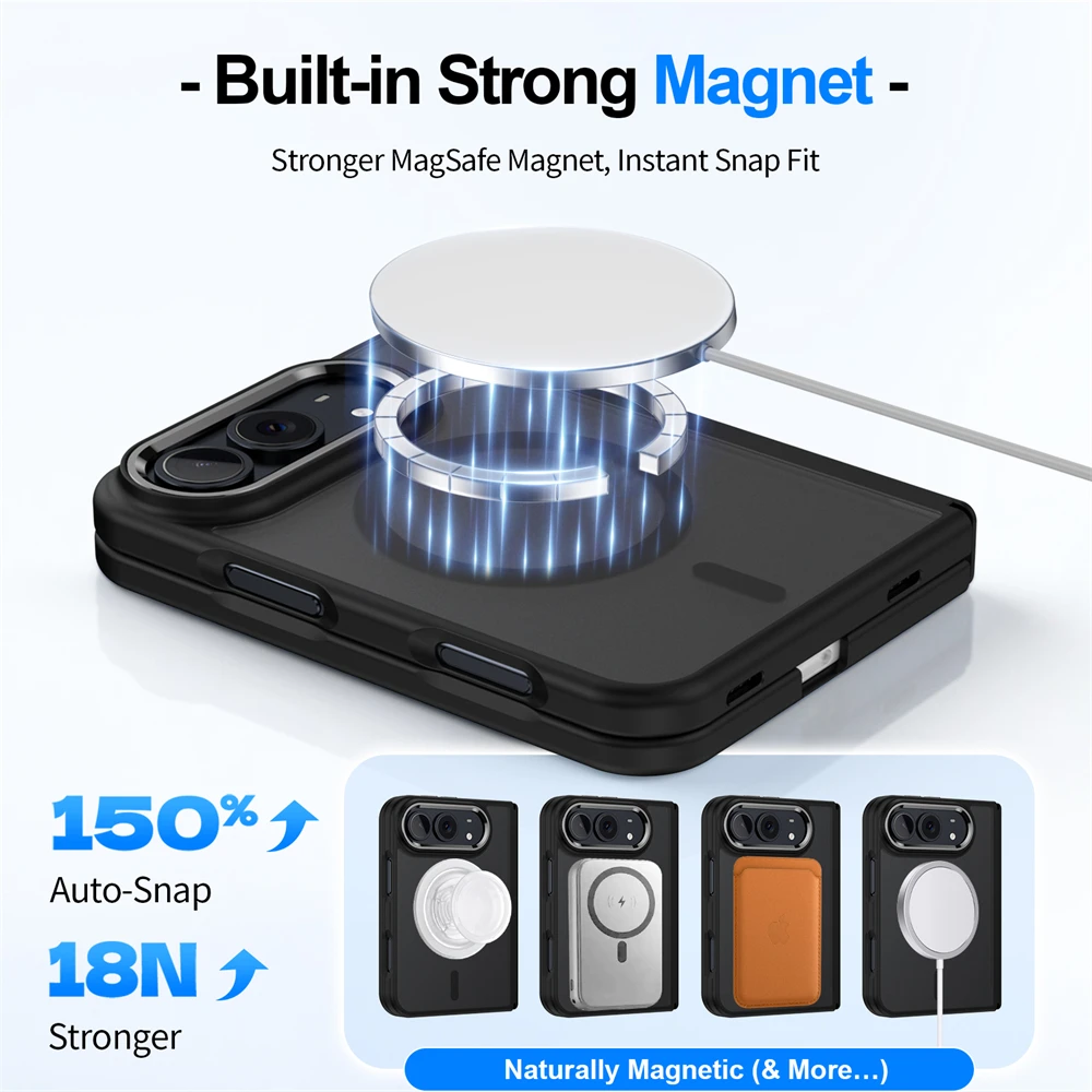 Luxury Matte Magnetic Charge Phone Case For iPhone Duo For Magsafe Skin Feel Translucent Shockproof Fold Cover Funda