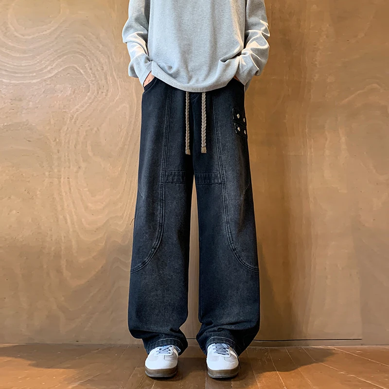 Outdoor Men's Work Pants Casual Trousers Versatile Spring Autumn Large-sized Long Pants Fashionable Loose Cargo Jeans Men Pants