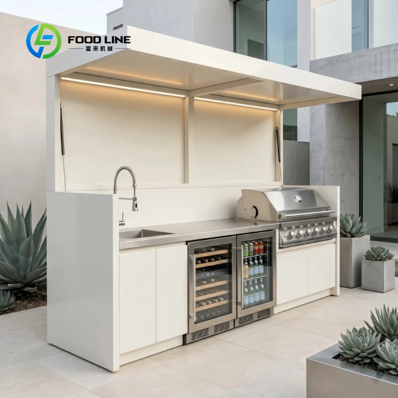 Customized 304 Stainless Steel Outdoor Bbq Kitchen Pod Antirust Rustproof Garden Outdoor Kitchen BBQ Grill Pod with Sink