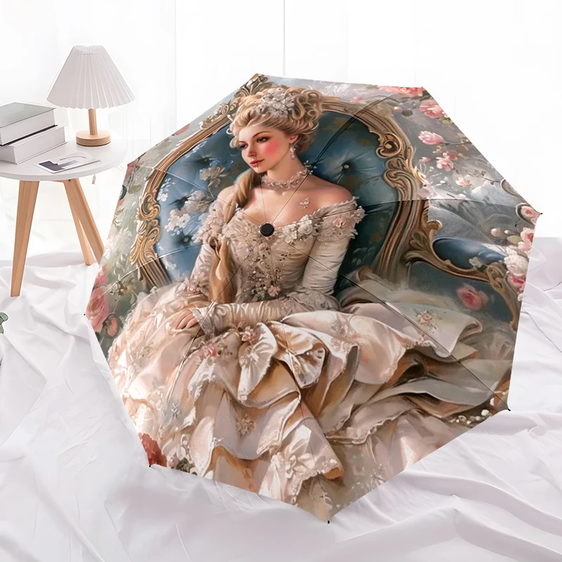 Victorian Princess Umbrella Automatic Open/close, Sturdy Iron Frame & 8-Rib Structure, Umbrella for Women & Men, Christmas Gifts